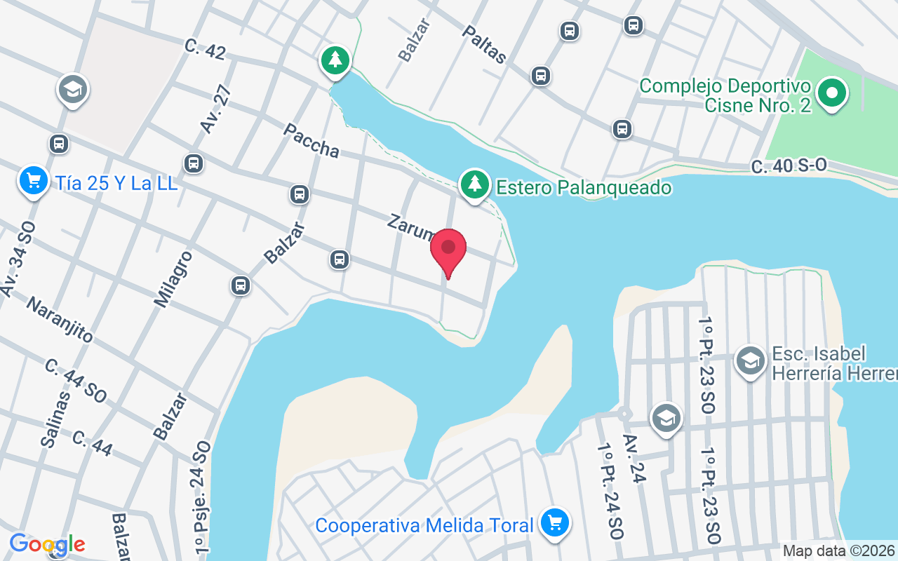 Mapa de La 14 y la K, sur de Guayaquil